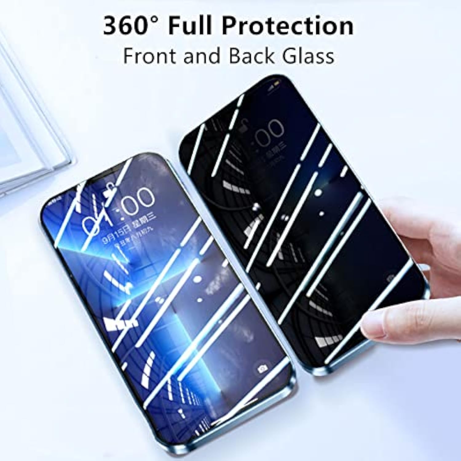 Anti Peeping Case For 13 Pro Max, 360 Degree Protection Cover, Privacy Tempered Glass Anti-Spy Case Cover, Magnetic Adsorption Bumper Metal Frame Case For 13 Pro Max (Gold)