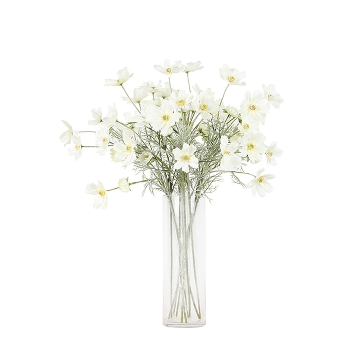 2 Pcs Artificial Fake Flowers Plants Cosmos Silk Flower Arrangements Wedding Bouquets Decorations Plastic Floral Table Centerpieces For Home Kitchen Garden Party Decor Approx 23.6'' High - White