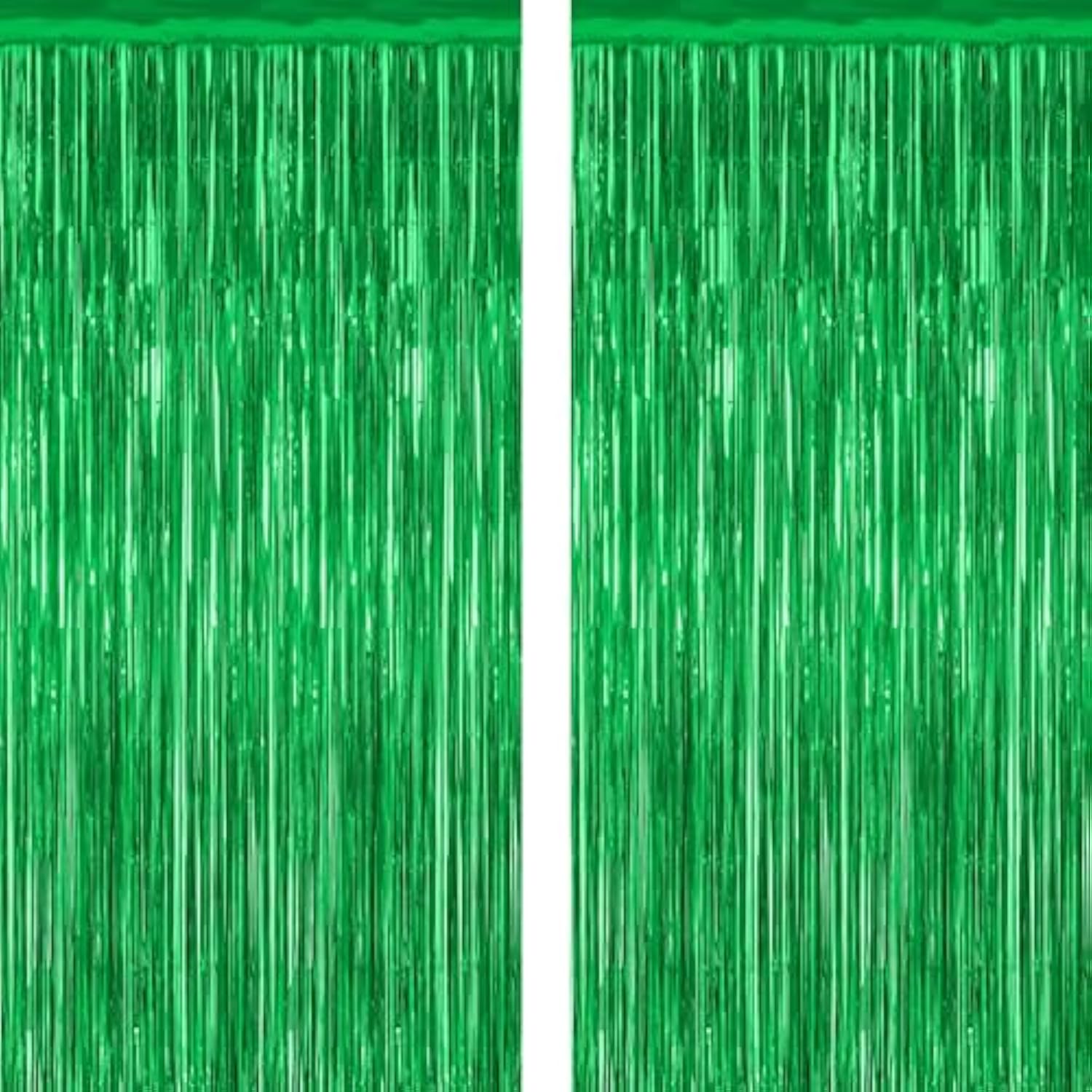 2 Pack Tinsel Backdrop 3.28x7.05ft Green Metallic Football Party Decor