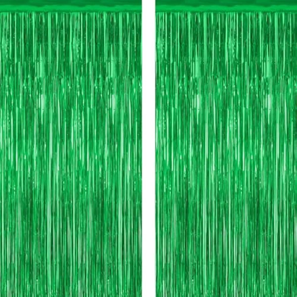 2 Pack Tinsel Backdrop 3.28x7.05ft Green Metallic Football Party Decor