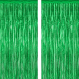 2 Pack Tinsel Backdrop 3.28x7.05ft Green Metallic Football Party Decor