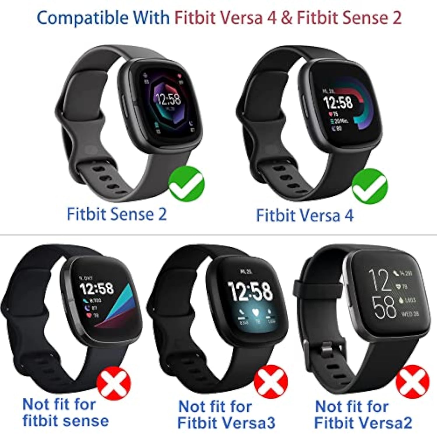 [4Pack] For Fitbit Sense 2 /Versa 4 Screen Protector Case, Full Around Electroplate Soft Tpu Bumper Around Protective Case Cover For Fitbit Sense 2/Versa 4 Smartwatch(Black+Black+Black+Black)