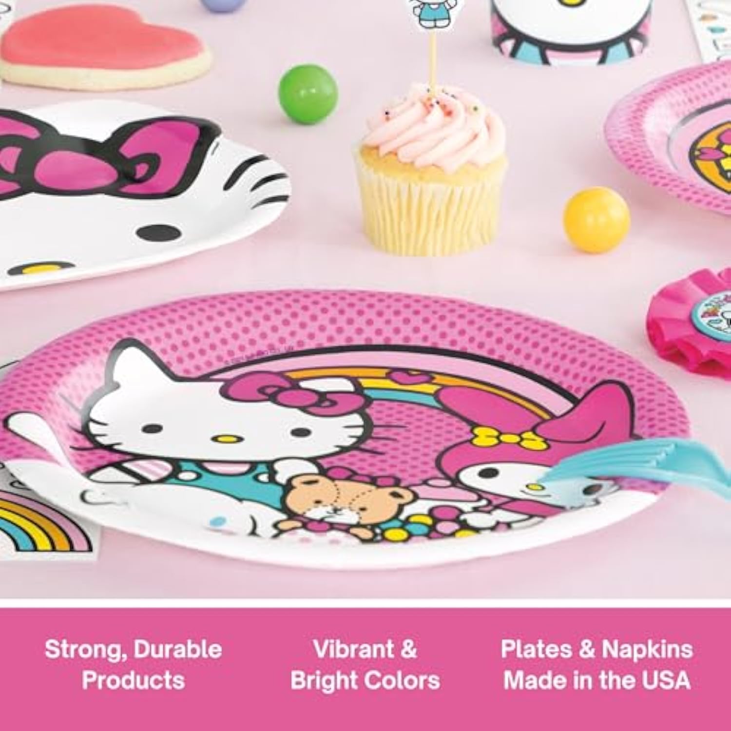 Hello Kitty Birthday Decorations - Hello Kitty Party Decorations - Plates, Napkins, Tablecloth, Checklist - Party Supplies for 8 Guests