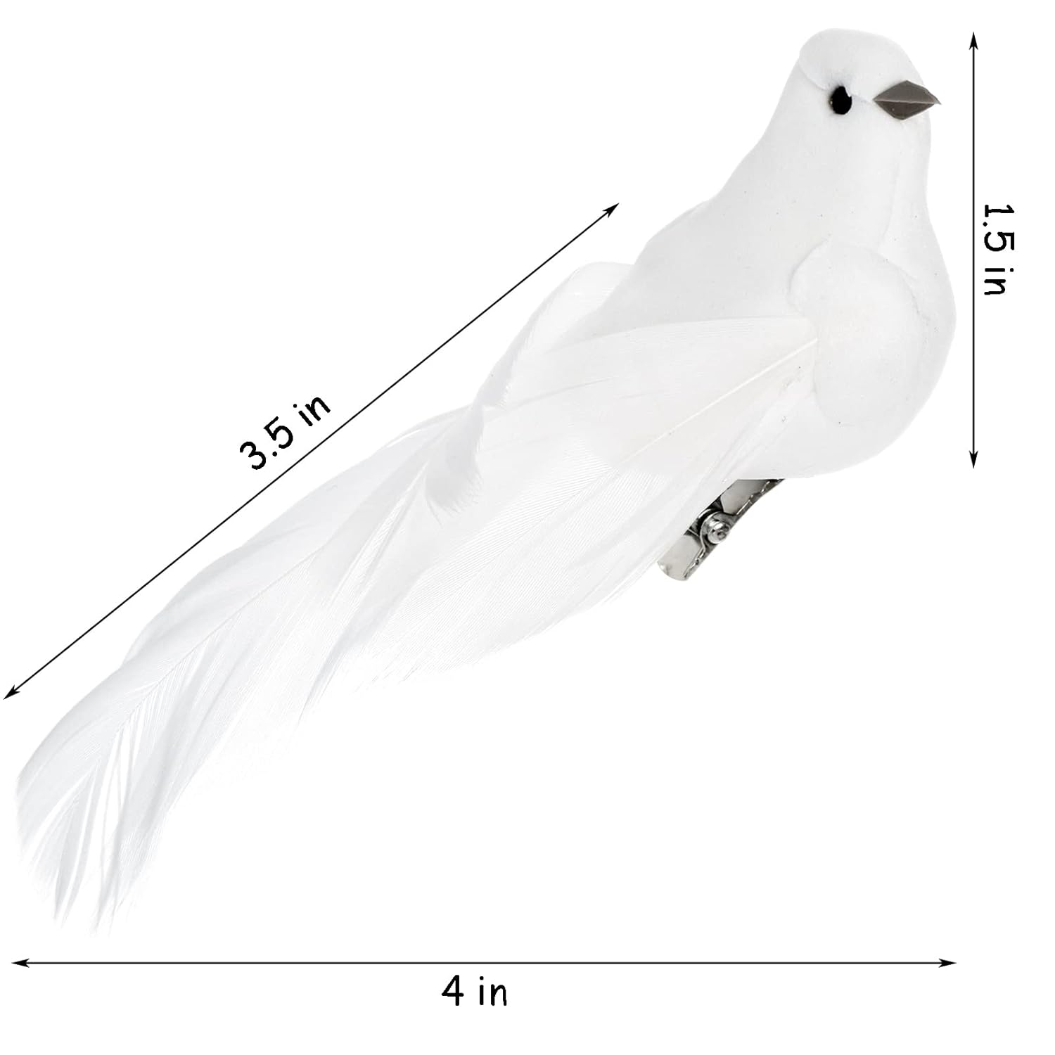 12 Pack Artificial White Birds, Feathered Mini Doves Decor With Clips, White Dove Ornaments For Christmas Tree Home Garden Wedding Party Diy Decoration