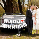 Just Married Wedding Banner, Card Flag Decoration for Bridal Shower & Anniversary