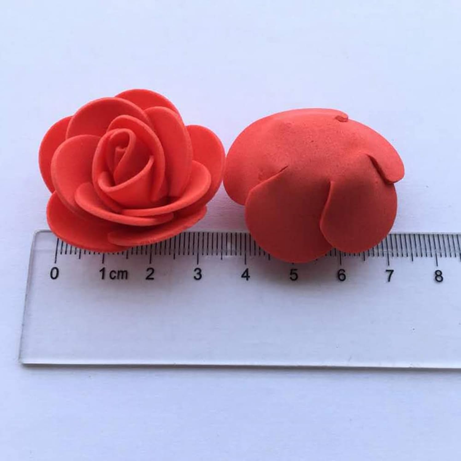 Mini Fake Roses Artificial Flowers 100 Pcs 3.5Cm Red Foam Rose Head For Diy Crafts Accessories Home Party Home Decorations And Baby Shower (Red)