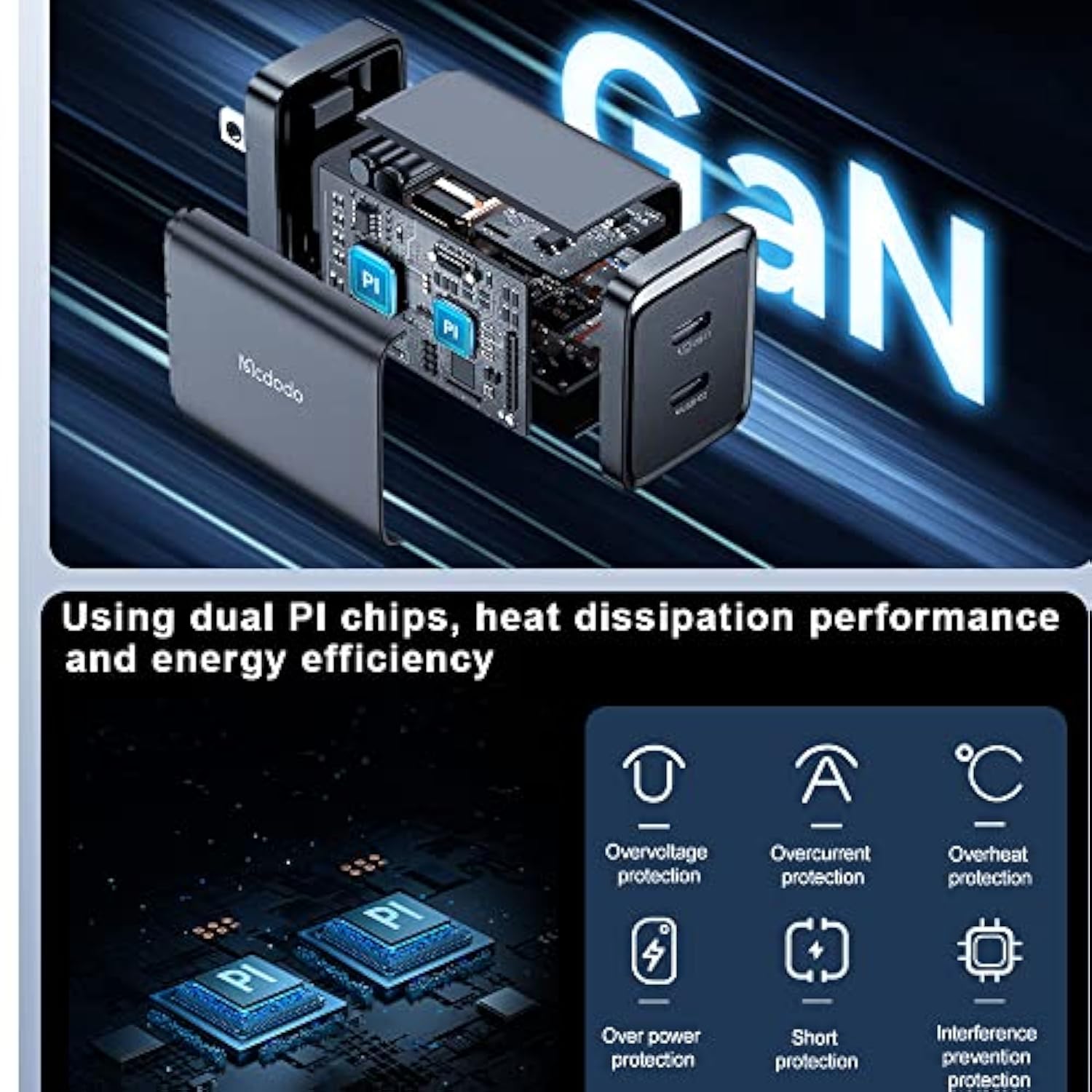 40W Dual Usb C Charger Block Foldable Usb-C Fast Charging Wall Charger Power Adapter For Iphone 16 15 Pro Promax Plus,Galaxy,Macbook,Ipad And More