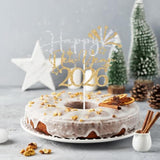 Happy New Year 2026 Cake Topper Gold Glitter Party Decorations
