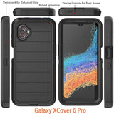 For Galaxy Xcover 6 Pro Case With Built In Screen Protector/Drop Proof 3-Layer Durable Cover/Shockproof Armor Drop Protection Solid Rubber Case For Samsung Galaxy Xcover 6 Pro-Black