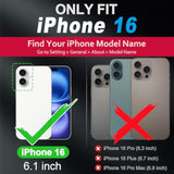 SHIELDON Leather Case for iPhone 16 6.1", Compatible with MagSafe, Genuine Leather/Magnetic Wireless Charging/Anti-Scratch/Non-Slip/Shockproof/Metal Buttons/Camera Bump Frame/Slim Cover - Black