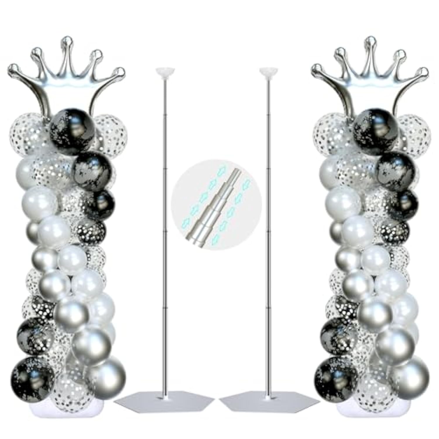 Balloon Arch Stand Kit 2 Pieces 7ft Adjustable Metal for Wedding Birthday Baby Shower