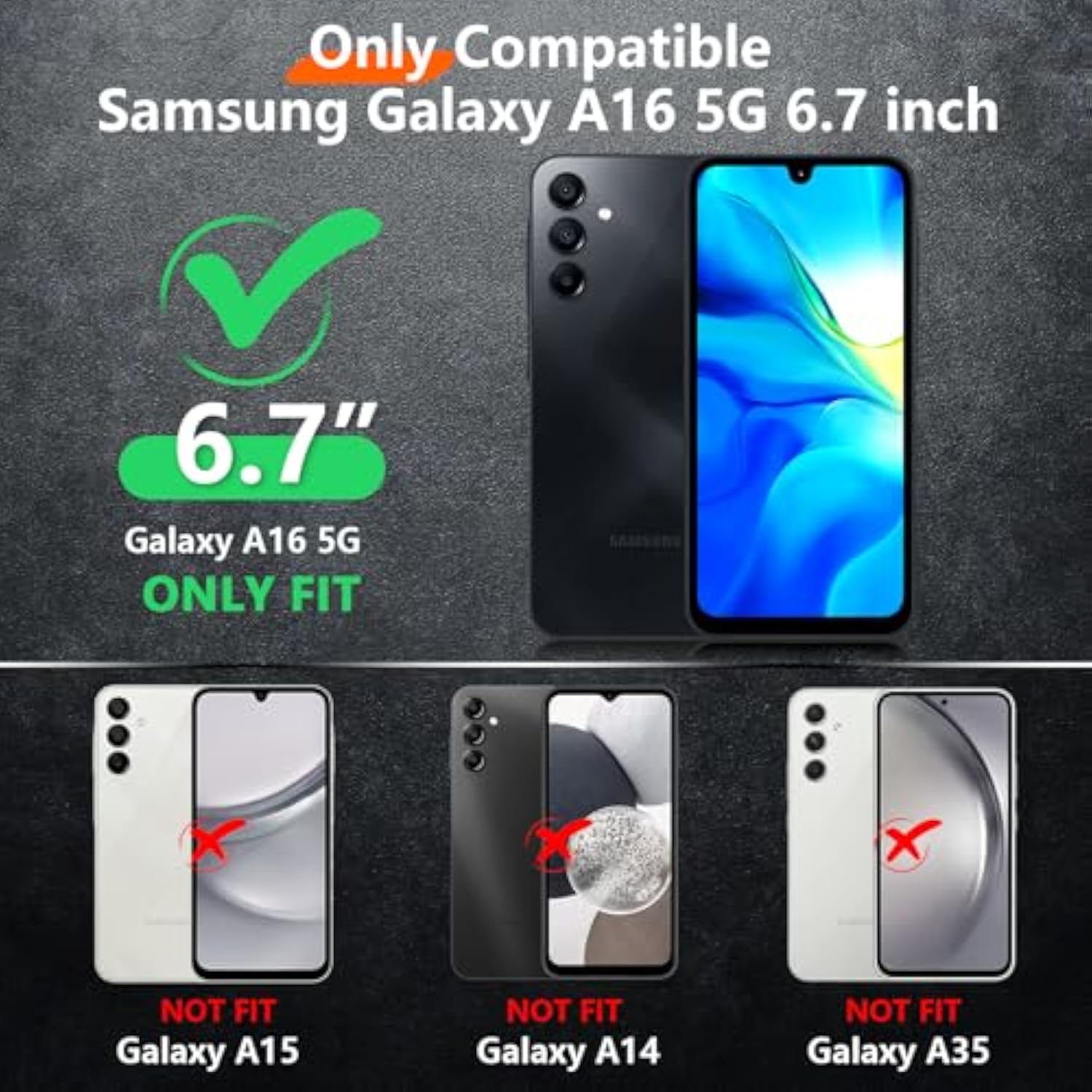 Designed For Samsung Galaxy A16 5G Case, [Military Grade Drop Protection] Non-Slip Heavy Duty Full Body Shockproof Protection Phone Case Galaxy A16 5G Case,Black