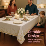 4pcs White and Gold Disposable Tablecloths, 54x108" for Parties & Events