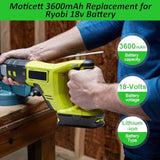 Upgraded 3600Mah Replacement For Ryobi 18V Battery (2-Pack) With Charger Combo Compatible With Ryobi 18V One+ Battery 3.6Ah P108 P103 P104 P105 P107 P109 P122 Power Tools & Charger P117 P118