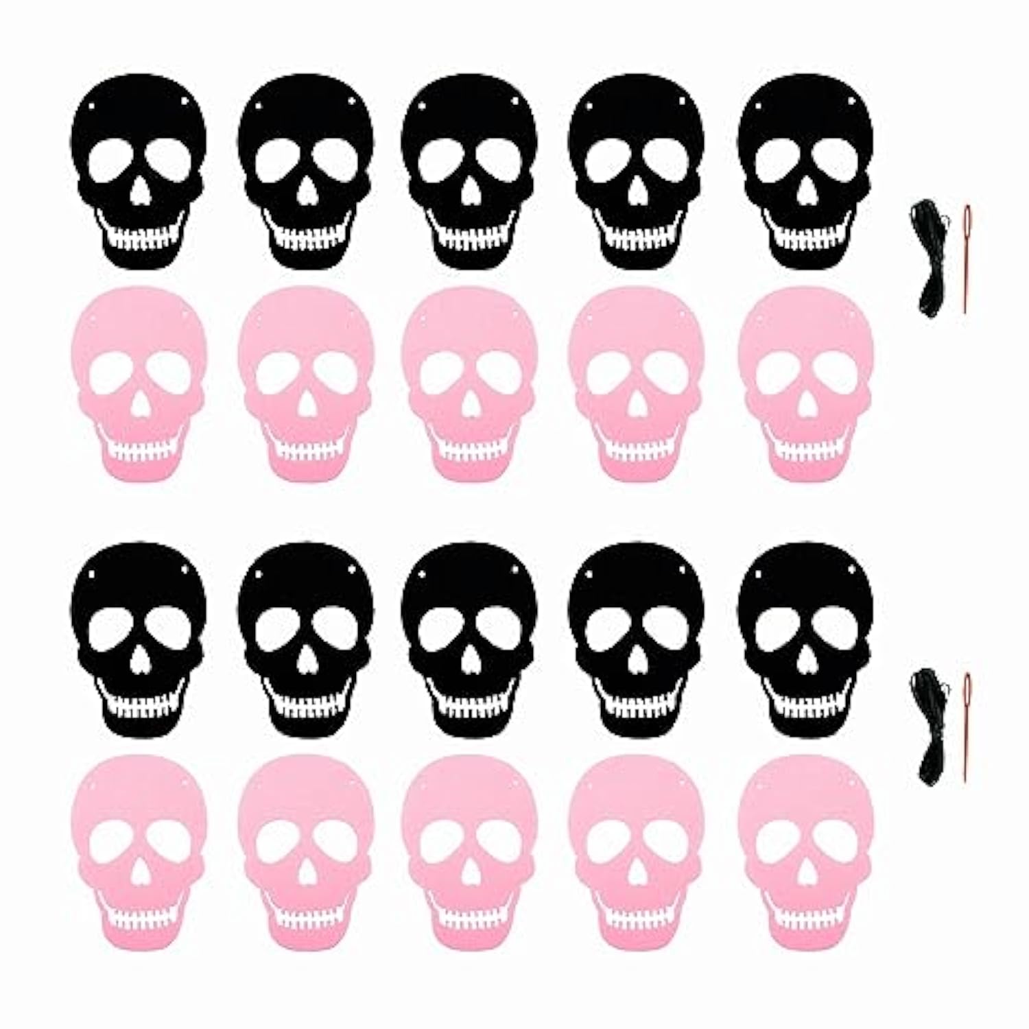 2 Pack Black Pink Skull Garland Banner Felt Skeleton Garland Halloween Banner For Diy Gothic Decorations Halloween Home Decor