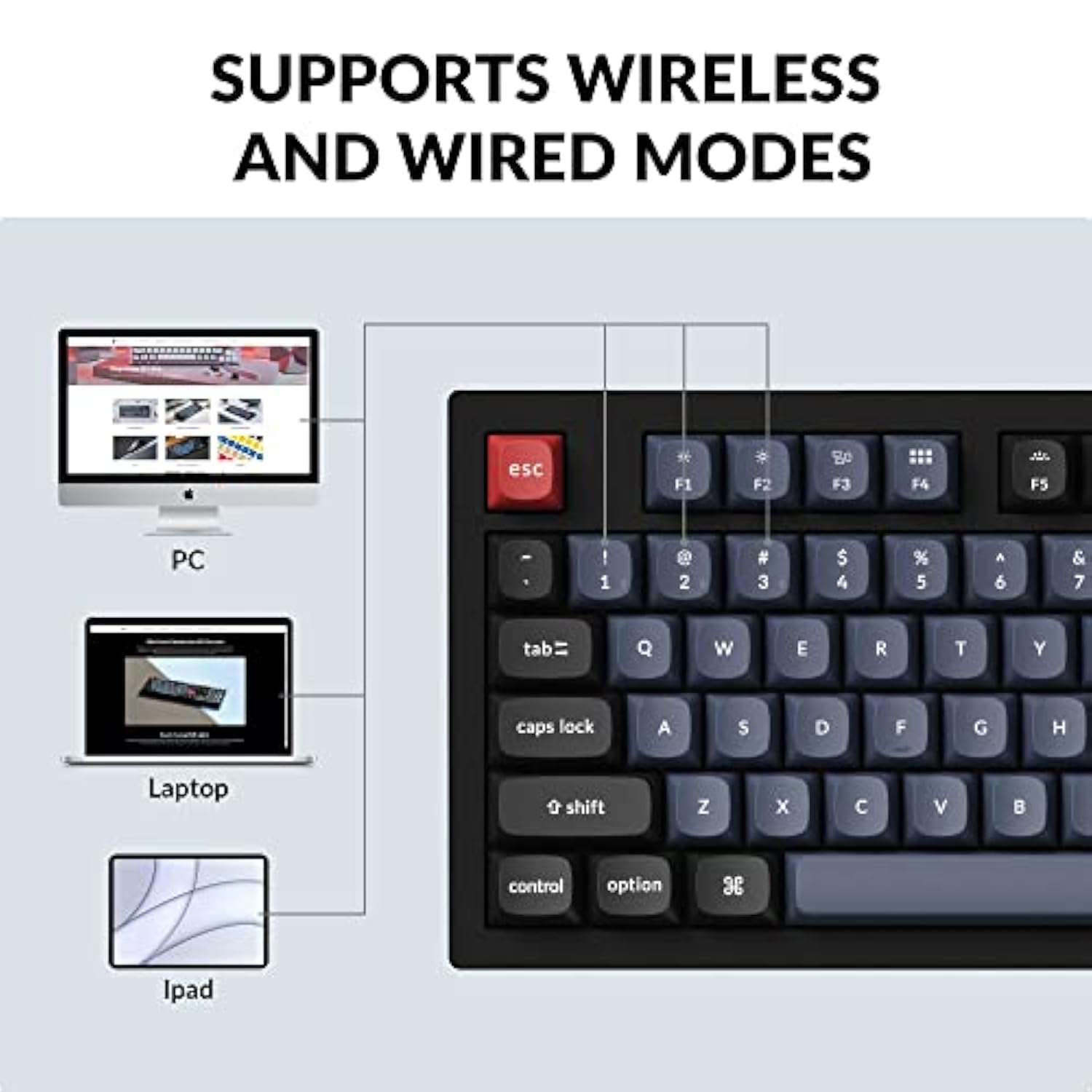 K10 Pro Wireless Custom Mechanical Keyboard, Qmk/Via Programmable Full-Size Bl