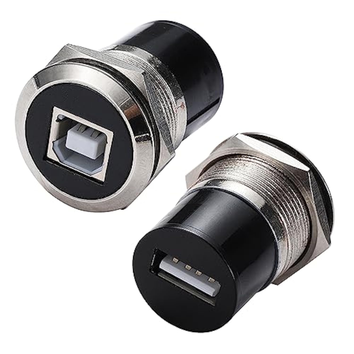 2Pcs Usb B To A Panel Mount Connector, Usb 2.0 Female Data Connector Solderles