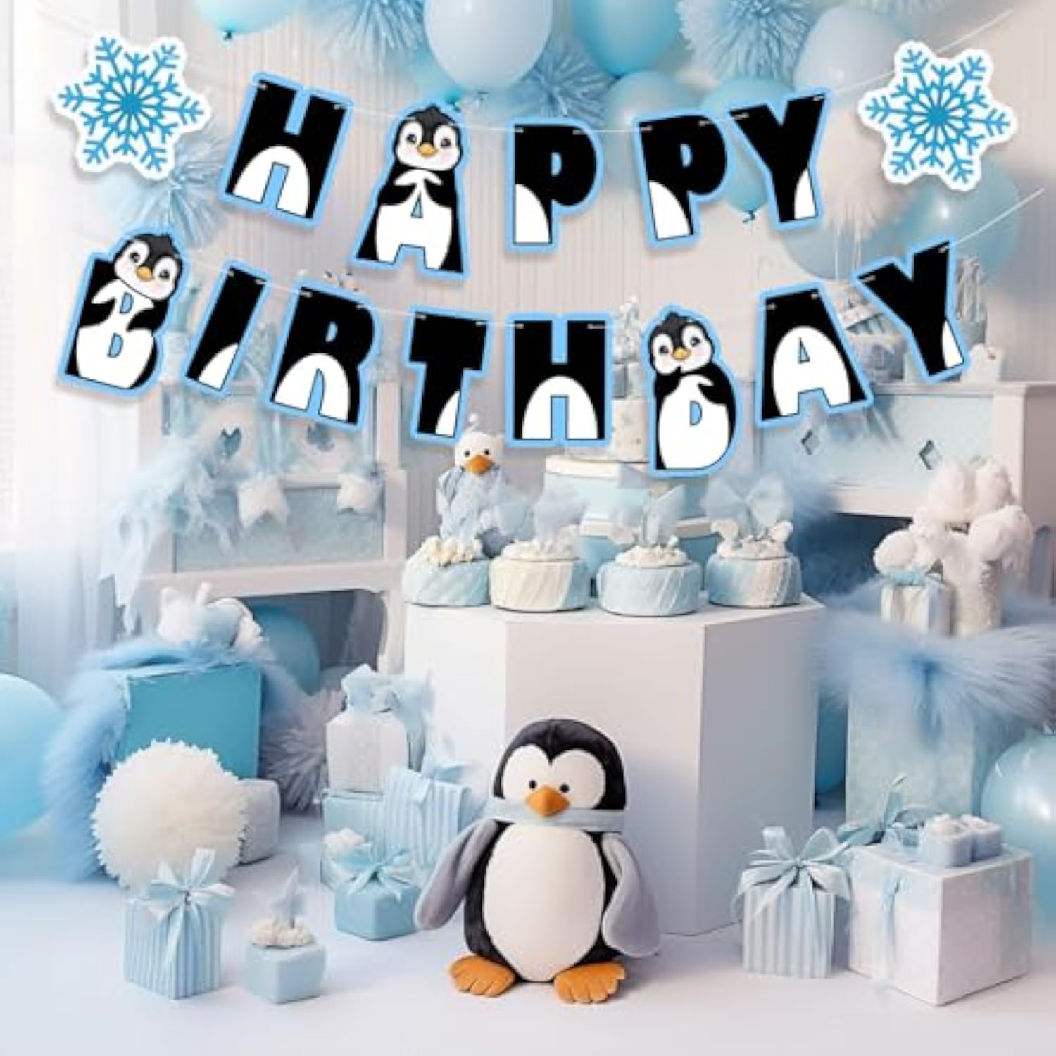 Penguin Happy Birthday Banner & Streamers – Party Supplies for Kids & Teens