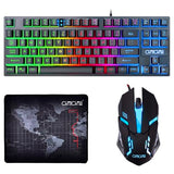 87 Keys TKL Gaming Keyboard and Mouse Combo, Wired LED Rainbow Backlit Keyboard 800-3200 DPI RGB Mouse, Gaming for PS4 Xbox PC Laptop Mac