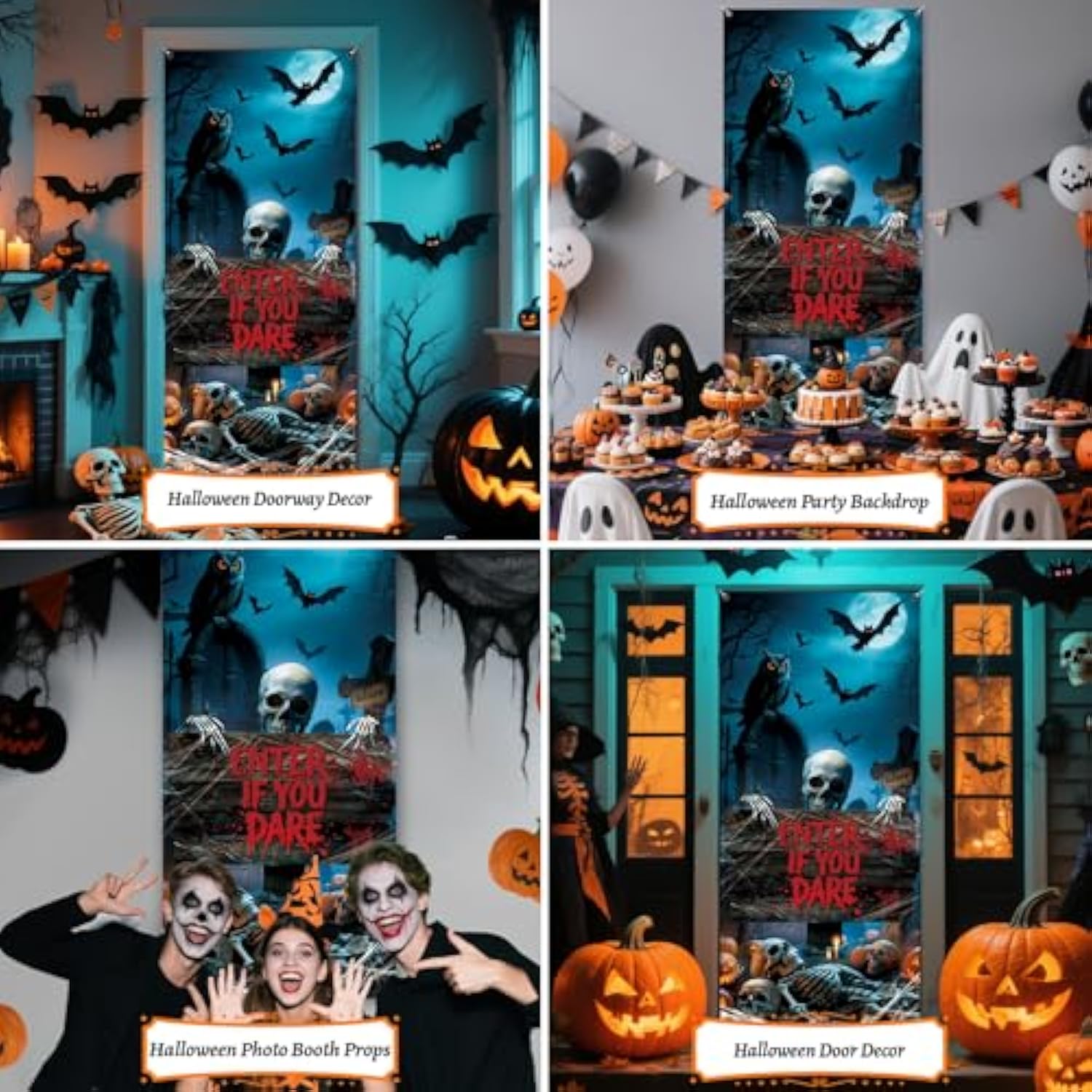 Halloween Door Cover 79x35 Inch Scary Graveyard Banner Haunted House Decor