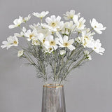4 Pcs Artificial Fake Flowers Plants Cosmos Silk Flower Arrangements Wedding Bouquets Decorations ? 23.6''/60Cm Artificial Silk Daisy Fake Flowers Uv Resistant Outdoor Fake Wildflowers (Milky White)