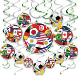 24pcs Soccer Hanging Swirls for Party Decorations, 12Pcs Soccer Flag Hanging Swirls and 12pcs Hanging Swirls for Soccer Birthday Party Home Sports Club Bar Decorations