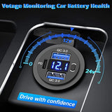 12V Usb Outlet Dual 18W Quick Charge 3.0 Port & 30W Pd 12V Usb C Car Charger Socket With Voltmeter And Power Switch, Waterproof Multiple Car Usb Port Adapter For Car Boat Marine Truck Golf Rv