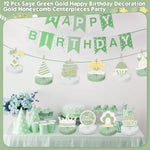 12 Pcs Sage Green Gold Happy Birthday Decoration Gold Honeycomb Centerpieces Party Supplies Balloon Crown Paper Centerpiece Table Decorations Royal For Men Women Party