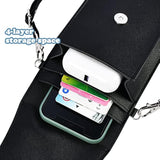 Black Leather Phone Purse 6.7in Touchscreen Crossbody Wallet Case
