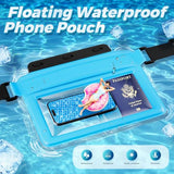 Large Floating Waterproof Phone Pouch with Adjustable Waist Strap, Water Proof Fanny Pack Dry Bag Wallet for Cellphone Passport Watch and Valuables,
