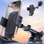 Phone Mount For Car, [Military-Grade Suction] Universal Cell Phone Holder For Your Car Dashboard Windshield Window, Automobile Cradle Fit For Iphone Samsung All Smartphones With Thick Case
