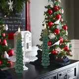 Christmas Tree Candles Battery Operated With Remote Timer, 4 Pcs Christmas Tree Flameless Taper Candles With 3D Flickering Flame, Green Led Tree Candlesticks For Christmas Home Winter Decor