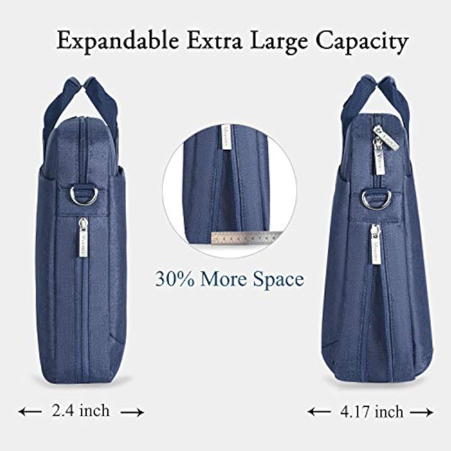 Voova Laptop Bag Case 17 17.3 Inch Computer Sleeve Messenger Bag with Shoulder Strap Expandable Waterproof Large Capacity Business Briefcase for Work Travel Fit 17-18” Laptop, Men Women, Blue