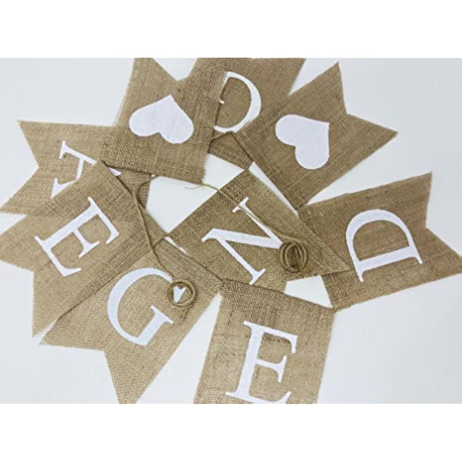 Engaged Burlap Banner – Rustic Engagement Party Garland, Pre-Strung 9-Piece Pennants, 5×7? Wedding & Bridal Shower Decorations, Photo Backdrop Props
