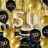 24Pcs Black Gold 50th Birthday Balloons Party Decorations