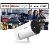 Bone White Projector & Built-In Apps Mini Projector With Wi-Fi And Bluetooth, Full Hd 1080P Smart Portable Projector With 210° Stand, Auto Vertical Keystone, Compatible With Hdmi/Usb/Tv Stick