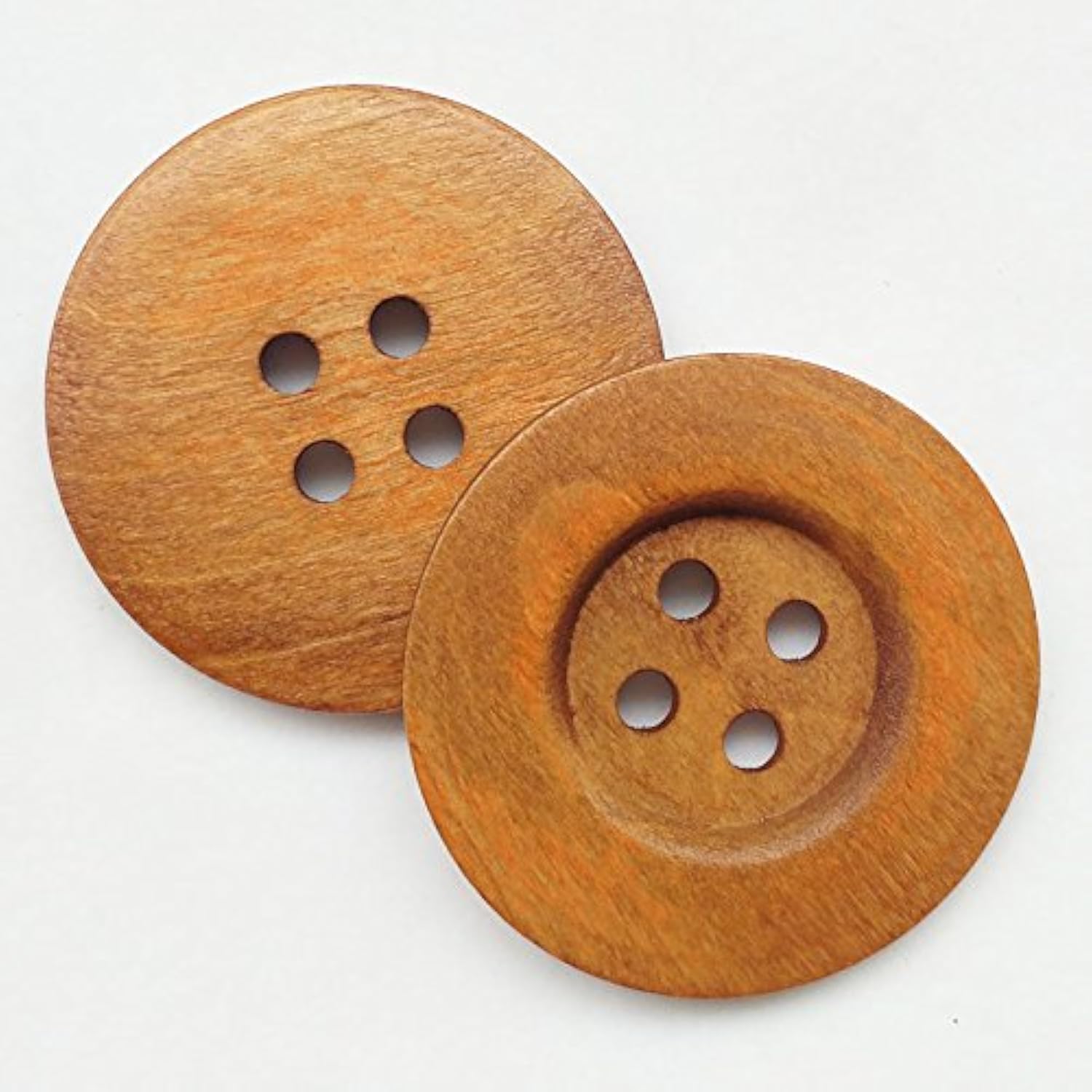 20Pcs Big Size 50Mm 2" Light Brown Round Wood Buttons 4 Holes Craft Se