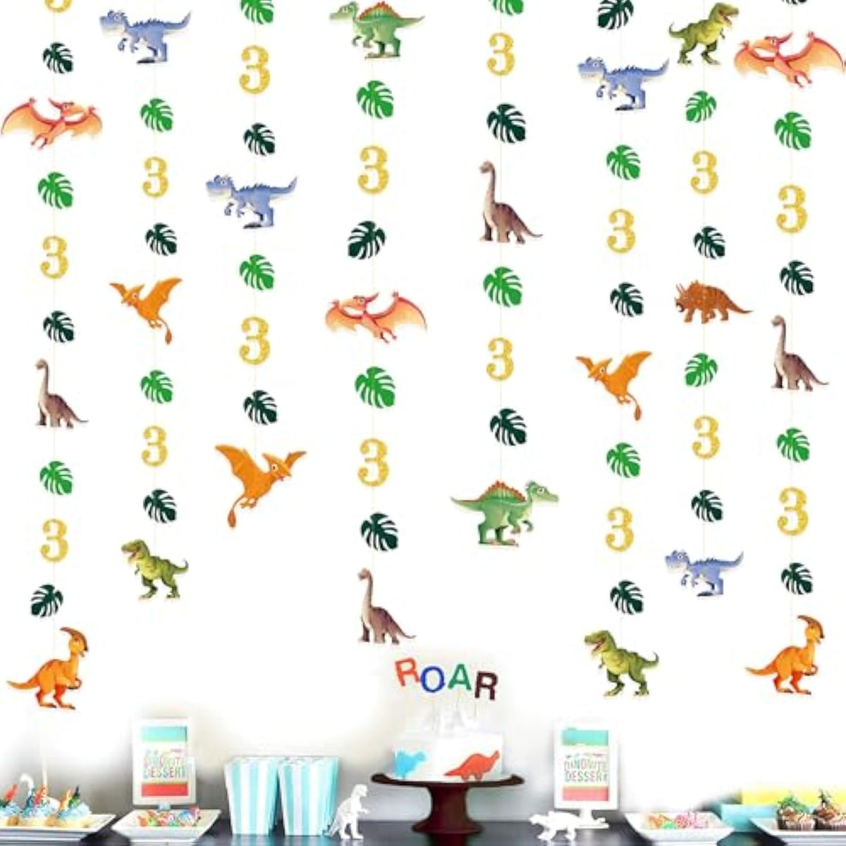 52Ft Dinosaur 3rd Birthday Decorations – Dino Banner, Garland & Party Supplies