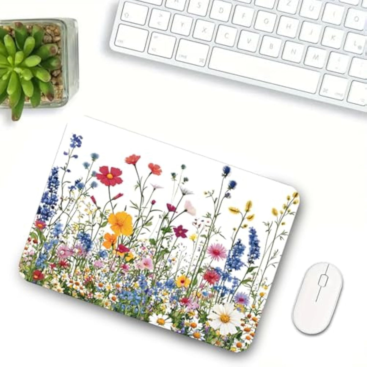 Vibrant Floral Mouse Pad - Colorful Waterproof Desk Mat For Women & Girls, Non-Slip & Machine Washable For Computer, Laptop, Office - 10.2" X 8.3"In