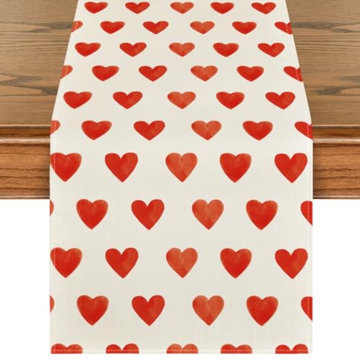 Love Heart Valentine'S Day Table Runner, Seasonal Anniversary Kitchen Dining Table Decoration For Indoor Home Party 13X72 Inch