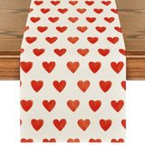 Love Heart Valentine'S Day Table Runner, Seasonal Anniversary Kitchen Dining Table Decoration For Indoor Home Party 13X72 Inch