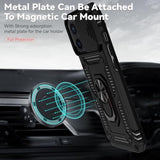 For Iphone 12 Case,With Camera Lens Cover Hd Screen Protector,[ Grade] Ring Car Mount Kickstand Hybrid Hard Pc Soft Tpu Shockproof Protective Case For Iphone 12, Black