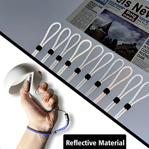 Improved Replacement Reflective Wrist Straps For Oculus Quest 2 Gen Controller, Sturdy Comfy Adjustable Hand Strap For Oculus, Easy Attach White Resin Stopper For Oculus Controllers