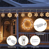 8.5 Ft Snowflake Lights With 6 Drops, 100 Counts Clear Blubs Christmas String Lights, Plug In & Connectable Icicle Fairy