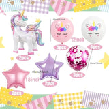16Pcs Unicorn Balloons Kit – 2 3D Foil Unicorns, 4 Stars & 10 Latex Balloons