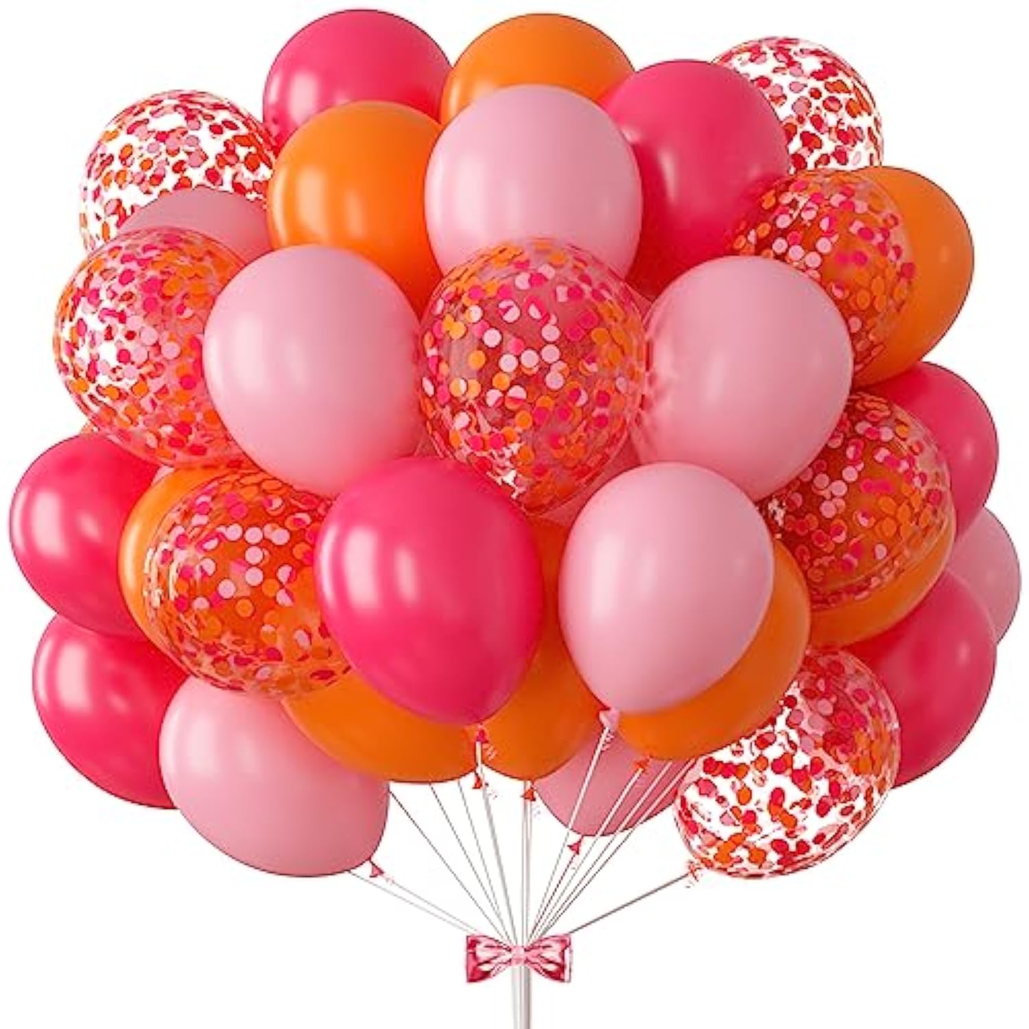 73Pcs Hot Pink And Orange Balloon Arch 12In Pink Confetti Balloons Hot Pink Pastel Pink Orange Balloons For Kids' Party Supplies Hot Pink And Gold Decorations