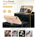 For Xr Case: With Tempered Glass Screen Protector [2 Pack] 360° Rotatable Ring Holder Magnetic Kickstand, Plating Rose Gold Edge For 10 Xr Case, Pink
