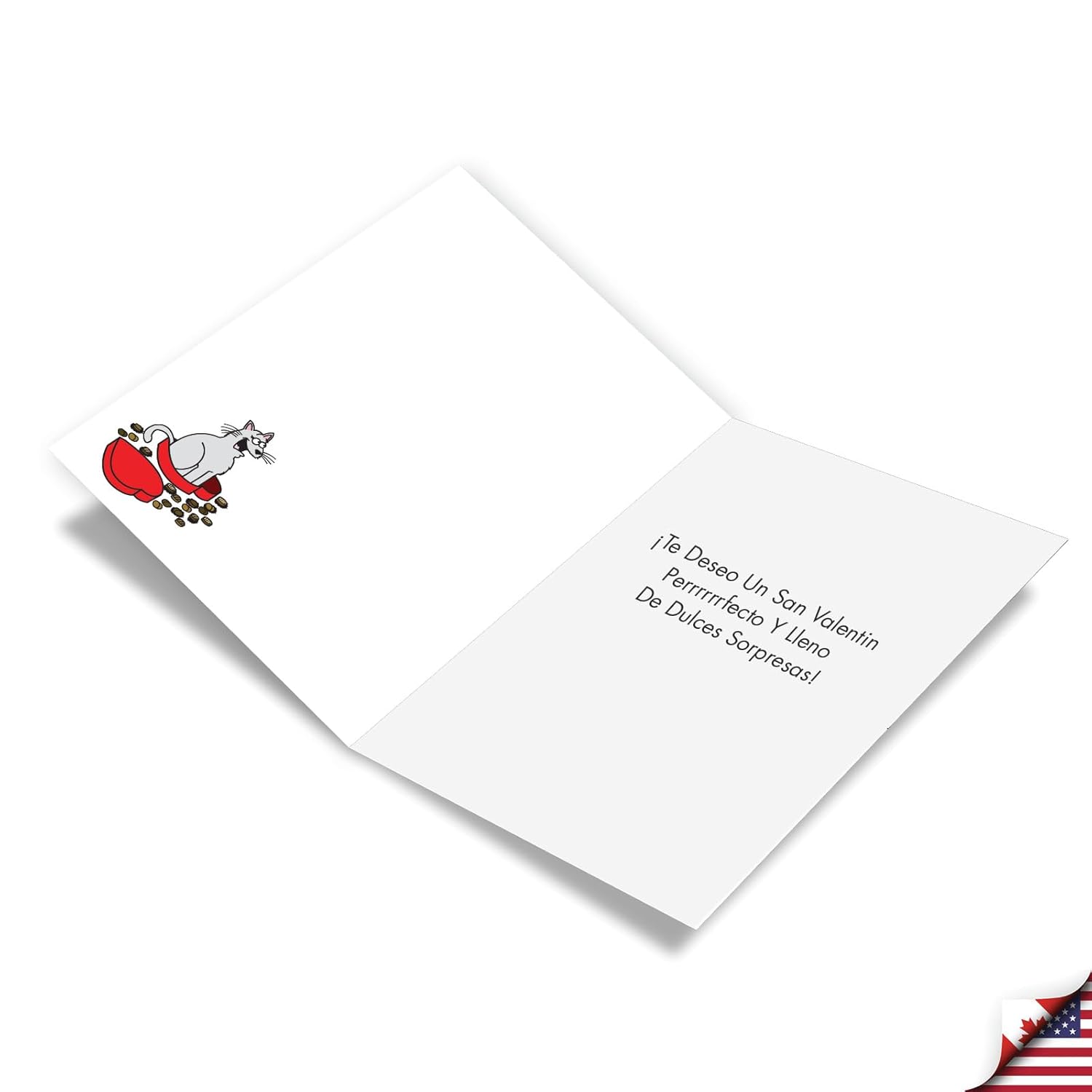 Hysterical Spanish Valentine'S Day Greeting Card With 5 X 7 Inch Envelope (1 Card) Cat In Candy - Spanish C3171Vdg-Sl