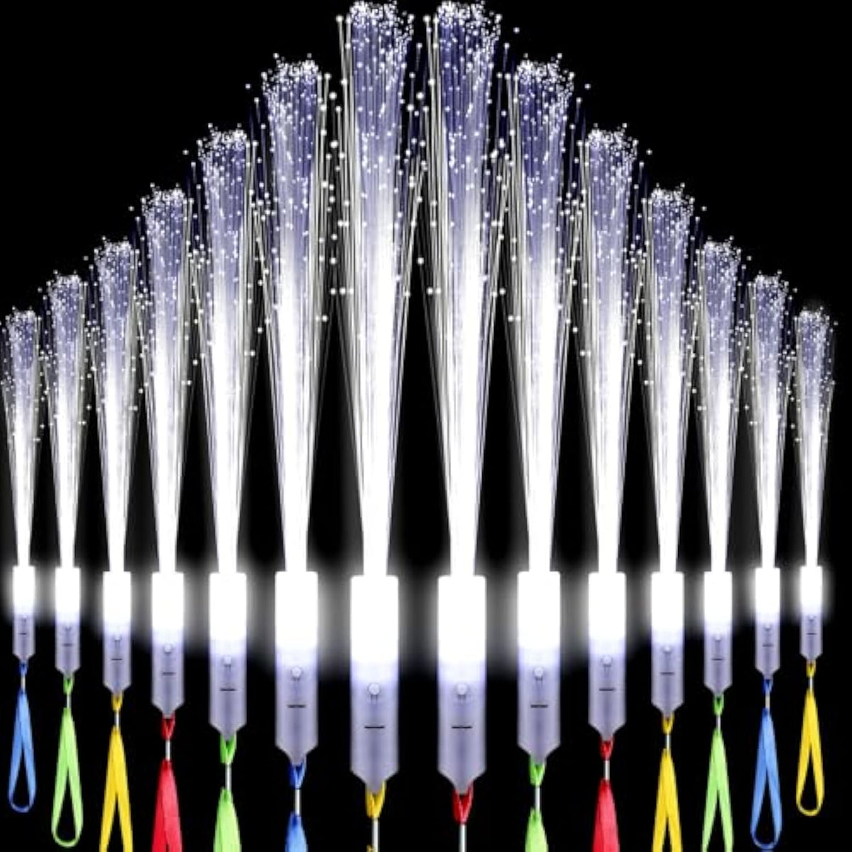 24Pc White Fiber Optic LED Wands 3-Mode Glow Sticks Party Wedding Decor