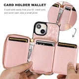 Crossbody Wallet Case For Iphone 15, Rfid Blocking Pu Leather Zipper Handbag Purse Flip Cover, Kickstand Folio Case With Card Slots Holder Wrist Strap Lanyard 5G 6.1 Inch (Rose Gold)